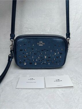 Coach Crossbody Clutch with Stars Rivets Metallic Blue C1792-59452